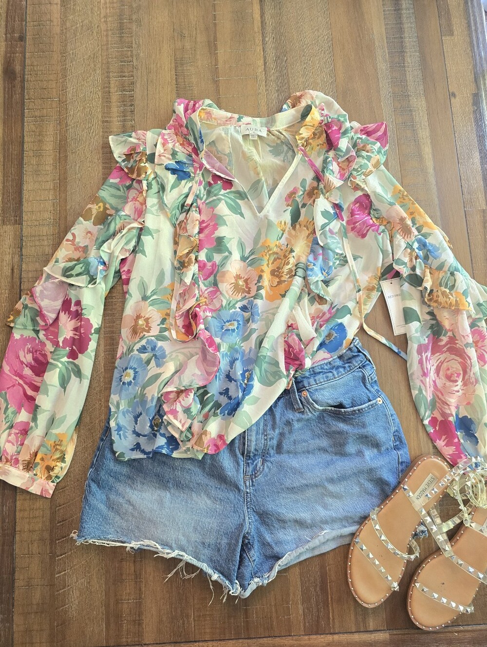 Aura Floral Ruffle Blouse - Multicolor
